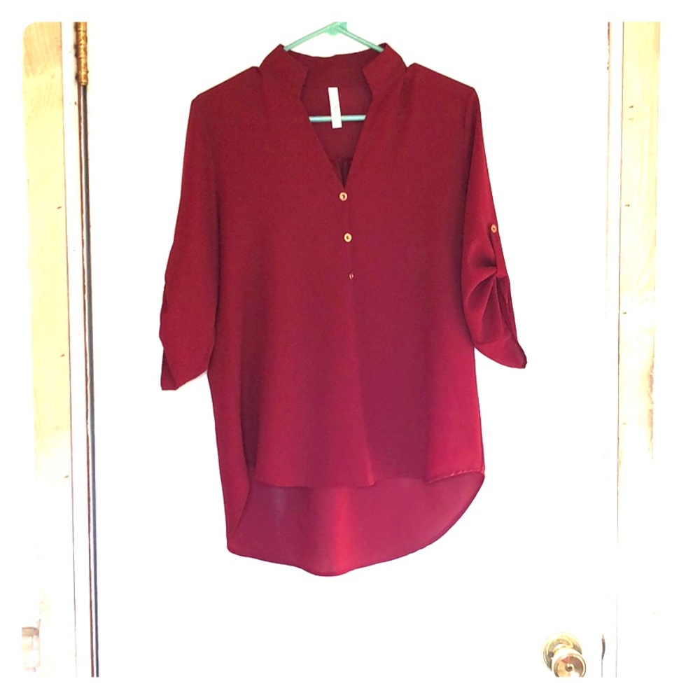 Sheer burgundy blouse, size Medium